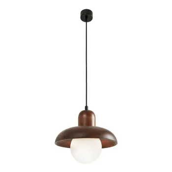 Lustra maro cu abajur din lemn o 25 cm Elsa - Opviq lights imagine
