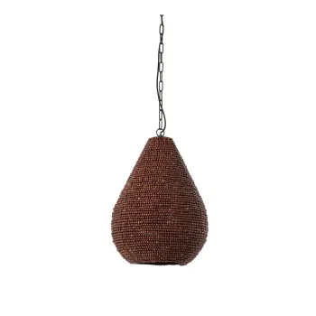 Lustra maro cu abajur din lemn o 31 cm Kabinda - Light & Living imagine