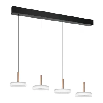 Lustra neagra-alba/aurie LED cu intensitate reglabila cu abajur din sticla Celeste - Trio imagine