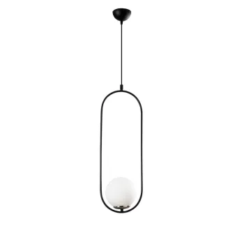 Lustra neagra-alba cu abajur din sticla Mudoni - Opviq lights imagine