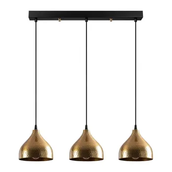 Lustra neagra/aurie cu abajur din metal Tattoo - Opviq lights imagine