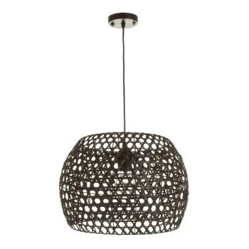 Lustra neagra cu abajur din bambus o 35 cm - Casa Seleccion imagine