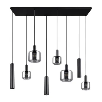 Lustra neagra cu abajur din metal/cu abajur din sticla Mataro - Trio imagine