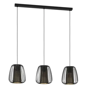 Lustra neagra cu abajur din metal/cu abajur textil CURASAO - EGLO imagine