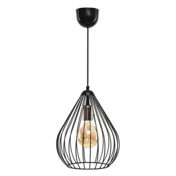 Lustra neagra cu abajur din metal o 24 cm - Opviq lights imagine