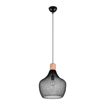 Lustra neagra cu abajur din metal o 33 cm Valeria - Trio imagine
