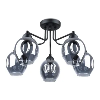 Lustra neagra cu abajur din sticla Garten - Sollux imagine