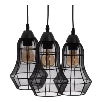 Lustra neagra cu abajur textil o 40 cm - Ixia imagine