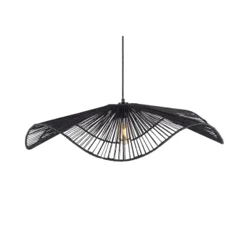 Lustra neagra din metal cu abajur din sfoara din hartie o 80 cm Sombra - Leitmotiv imagine