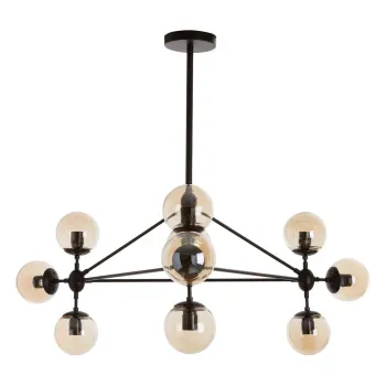 Lustra neagra din metal cu abajur din sticla Abira - Premier Housewares imagine