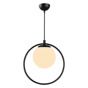 Lustra neagra din metal cu abajur din sticla o 15 cm Ates - Squid Lighting imagine