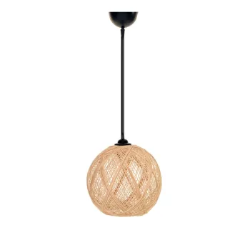 Lustra neagra/in culoare naturala cu abajur din iuta o 24 cm - Opviq lights imagine