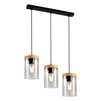 Lustra neagra-in culoare naturala cu abajur din sticla o 12 cm Wels - Candellux Lighting imagine