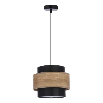 Lustra neagra-in culoare naturala cu abajur textil o 20 cm Twin - Candellux Lighting imagine