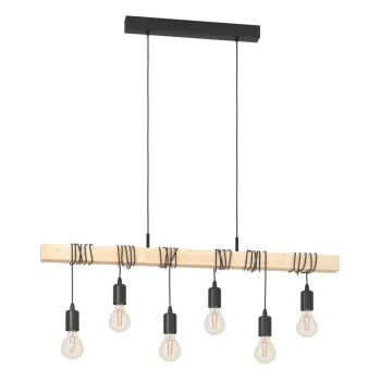 Lustra neagra/in culoare naturala TOWNSHEND - EGLO imagine