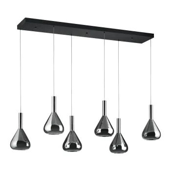 Lustra neagra LED cu abajur din sticla Cipera - CINQUE imagine