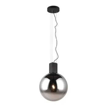 Lustra neagra LED cu abajur din sticla o 50 cm Cipallone - CINQUE imagine