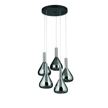 Lustra neagra LED cu abajur din sticla o 55 cm Cipera - CINQUE imagine