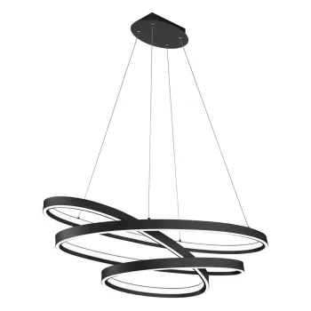 Lustra neagra LED cu control vocal/cu control prin aplicatii mobile cu abajur din metal Ciola - CINQUE imagine