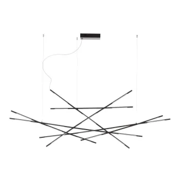 Lustra neagra LED cu intensitate reglabila din metal cu abajur din sticla acrilica Raccio - Nova Luce imagine