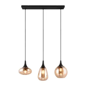 Lustra neagra/portocalie cu abajur din sticla Lumina - Trio imagine