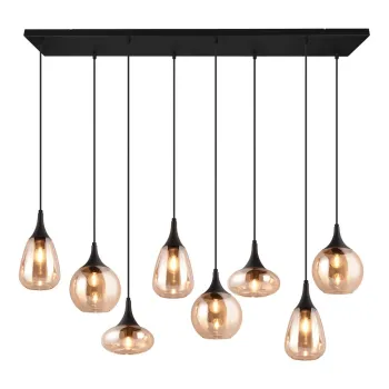 Lustra neagra/portocalie cu abajur din sticla Lumina - Trio imagine