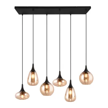 Lustra neagra/portocalie cu abajur din sticla Lumina - Trio imagine