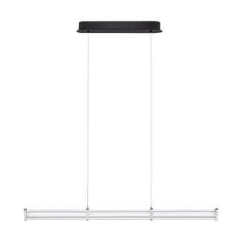 Lustra negru-mat/argintiu-mat LED cu intensitate reglabila din metal cu abajur din sticla acrilica Pheme - Nova Luce imagine