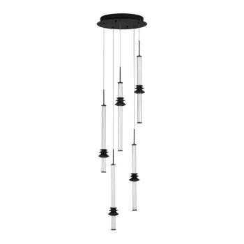 Lustra negru-mat LED cu intensitate reglabila din ceramica cu abajur din sticla acrilica o 35 cm Stalactite - Nova Luce imagine