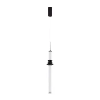 Lustra negru-mat LED cu intensitate reglabila din ceramica cu abajur din sticla acrilica o 8 cm Stalactite - Nova Luce imagine