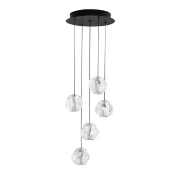 Lustra negru-mat LED cu intensitate reglabila din metal cu abajur din sticla acrilica o 30 cm Ifos - Nova Luce imagine