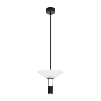 Lustra negru-mat LED din aluminiu cu abajur din sticla acrilica o 22 cm Anafi - Nova Luce imagine