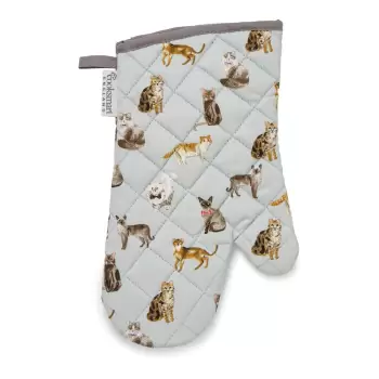 Manusa de bucatarie din bumbac Cooksmart (R) Curious Cats, albastru imagine