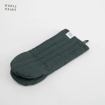 Manusa de bucatarie din in Forest Green - Linen Tales imagine