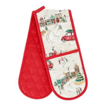 Manusa dubla de bucatarie din bumbac Christmas Town - Catherine Lansfield imagine