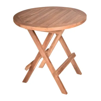 Masa auxiliara de gradina rotunda din lemn de tec o 50 cm Mitan - Garden Pleasure imagine