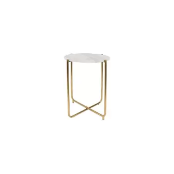 Masa auxiliara din blat de marmura White Label Timpa, alb imagine