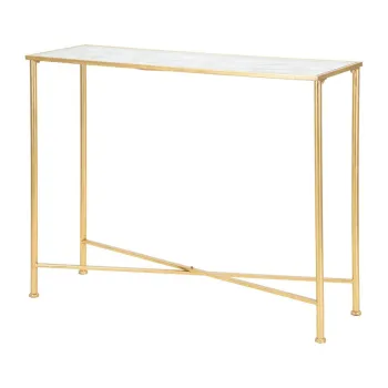 Masa consola alba/aurie cu blat din sticla 35x100 cm Butterflies - Mauro Ferretti imagine