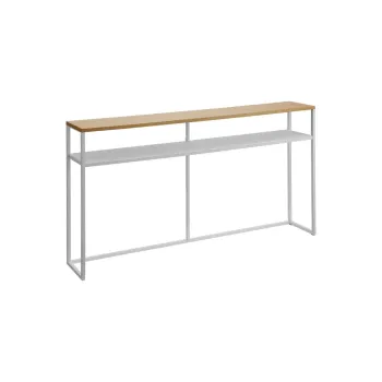 Masa consola alba/maro deschis cu aspect de lemn de frasin 20,5x126 cm Tower - YAMAZAKI imagine