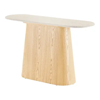 Masa consola crem/in culoare naturala cu blat din piatra 40x130 cm Larvik - House Nordic imagine