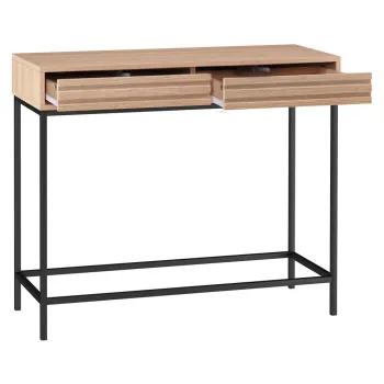 Masa consola in culoare naturala cu blat cu aspect de lemn de stejar 35x90 cm Celine - Storaa imagine