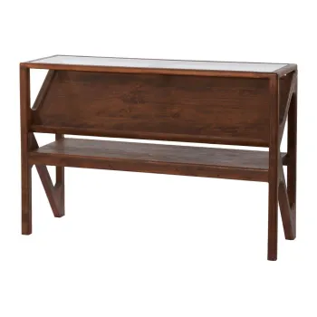Masa consola in culoare naturala cu blat din sticla 41x119 cm Yuki - Light & Living imagine
