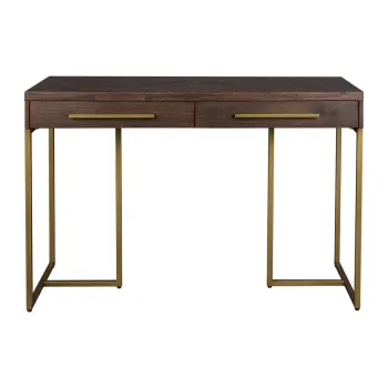 Masa consola in culoare naturala inchisa cu aspect de lemn de acacia 45x120 cm Class - Dutchbone imagine