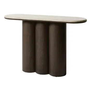 Masa consola in culoare naturala inchisa cu blat din marmura 38x120 cm Piazze - Unique Furniture imagine