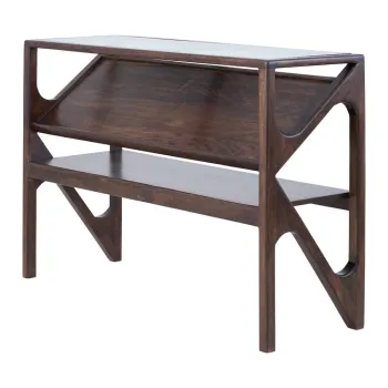 Masa consola in culoare naturala inchisa cu blat din sticla 41x119 cm Yuki - Light & Living imagine