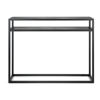 Masa consola neagra cu blat din lemn de stejar 30x120 cm Daniel - Spinder Design imagine