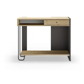 Masa consola neagra/in culoare naturala cu blat cu aspect de lemn de stejar 35x100 cm Saturne - Marckeric imagine