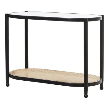 Masa consola neagra/in culoare naturala cu blat din sticla 49x100 cm Cebu - Premier Housewares imagine
