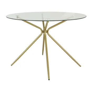Masa de dining aurie rotunda cu blat din sticla o 110 cm Silvie - Storaa imagine