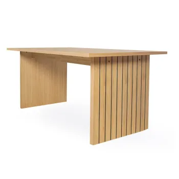 Masa de dining cu blat cu aspect de lemn de stejar 90x160 cm Stripe - Woodman imagine